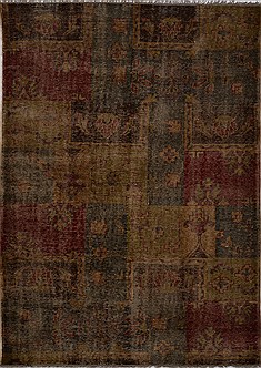 Indian Patchwork Multicolor Rectangle 6x9 ft Wool Carpet 15563