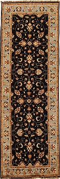 Pakistani Pishavar Black Runner 10 to 12 ft Wool Carpet 15795