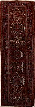 Karajeh Red Runner Hand Knotted 3'5" X 11'4"  Area Rug 250-15830