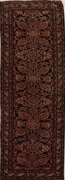 Persian Hamedan Black Runner 10 to 12 ft Wool Carpet 15917