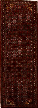 Hossein Abad Red Runner Hand Knotted 3'7" X 10'10"  Area Rug 250-15927