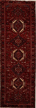 Karajeh Red Runner Hand Knotted 3'3" X 9'11"  Area Rug 250-15959