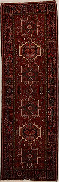 Karajeh Red Runner Hand Knotted 3'3" X 10'4"  Area Rug 250-16009