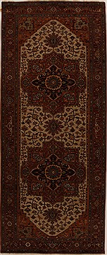 Indian Serapi Beige Runner 10 to 12 ft Wool Carpet 16016