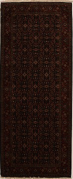 Indian Herati Black Runner 10 to 12 ft Wool Carpet 16019