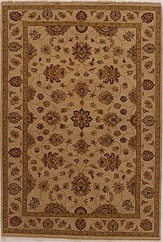 Indian Ziegler Beige Rectangle 6x9 ft Wool Carpet 16034