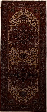 Indian Serapi Beige Runner 10 to 12 ft Wool Carpet 16044