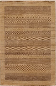 Indian Gabbeh Beige Rectangle 4x6 ft Wool Carpet 16089