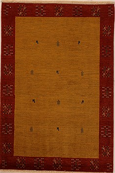 Persian Gabbeh Yellow Rectangle 4x6 ft Wool Carpet 16115