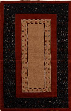 Persian Gabbeh Multicolor Rectangle 4x6 ft Wool Carpet 16116