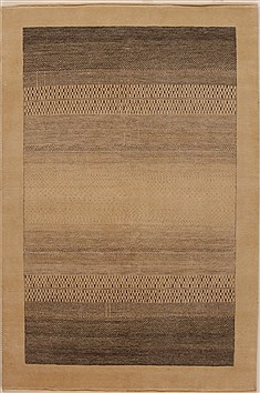 Indian Gabbeh Beige Rectangle 4x6 ft Wool Carpet 16147