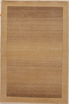 Indian Gabbeh Beige Rectangle 4x6 ft Wool Carpet 16153