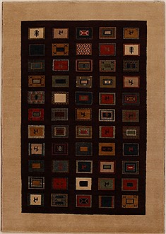 Indian Gabbeh Brown Rectangle 4x6 ft Wool Carpet 16162