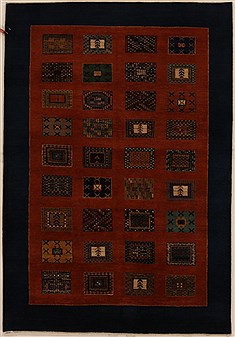 Indian Gabbeh Orange Rectangle 4x6 ft Wool Carpet 16221