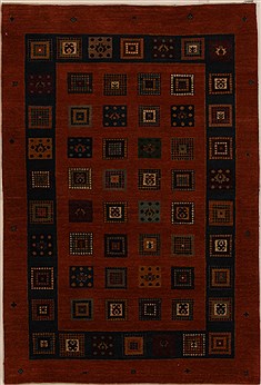 Indian Gabbeh Orange Rectangle 4x6 ft Wool Carpet 16235
