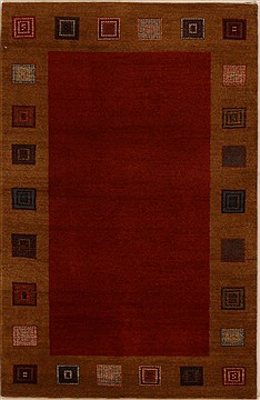Indian Gabbeh Red Rectangle 4x6 ft Wool Carpet 16238