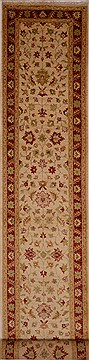 Pakistani Chobi Beige Runner 16 to 20 ft Wool Carpet 16249