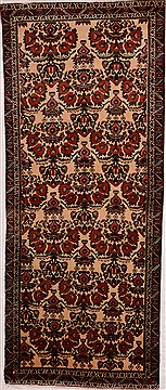 Shahre Babak White Runner Hand Knotted 3'2" X 7'4"  Area Rug 100-16333