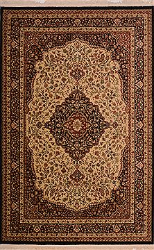 Turkish Kashan Black Rectangle 7x10 ft Synthetic Carpet 16356