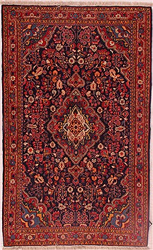 Persian Jozan Blue Rectangle 5x7 ft Wool Carpet 16401
