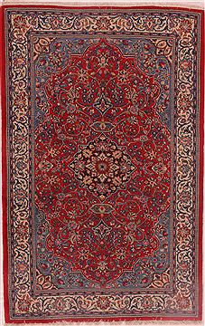 Persian sarouk Red Rectangle 5x7 ft Wool Carpet 16408