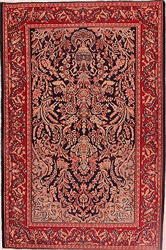 Persian sarouk Blue Rectangle 5x7 ft Wool Carpet 16409
