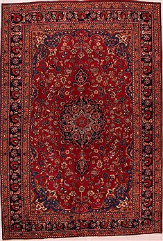 Persian Mashad Red Rectangle 7x10 ft Wool Carpet 16431