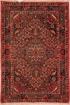 Persian Hamedan Purple Rectangle 3x5 ft Wool Carpet 16438