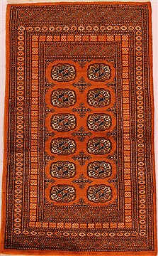 Persian Bokhara Orange Rectangle 3x5 ft Wool Carpet 16443