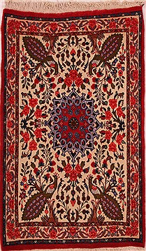 Persian Bidjar Beige Rectangle 2x4 ft Wool Carpet 16461