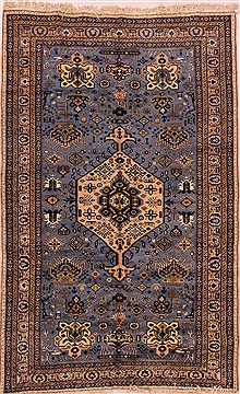 Persian Ardebil Blue Rectangle 6x9 ft Wool Carpet 16470