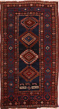 Persian Shirvan Blue Rectangle 5x8 ft Wool Carpet 16472