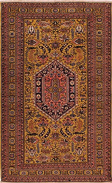 Persian Ardebil Yellow Rectangle 6x9 ft Wool Carpet 16497