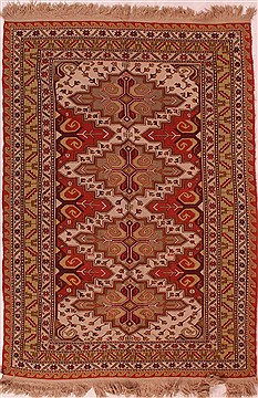 Persian Sumak Beige Rectangle 6x9 ft Wool Carpet 16515