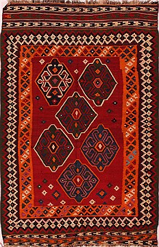 Persian Turkman Red Rectangle 5x7 ft Wool Carpet 16519