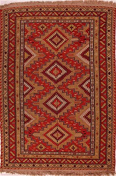 Persian Turco-Persian Red Rectangle 6x9 ft Wool Carpet 16527
