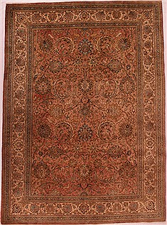 Persian Tabriz Purple Rectangle 8x11 ft Wool Carpet 16549