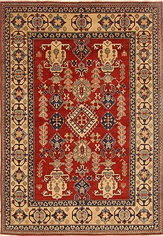 Pakistani Kazak Red Rectangle 7x10 ft Wool Carpet 16564