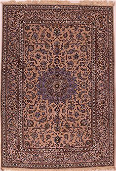 Persian Kashan Beige Rectangle 7x10 ft Wool Carpet 16587