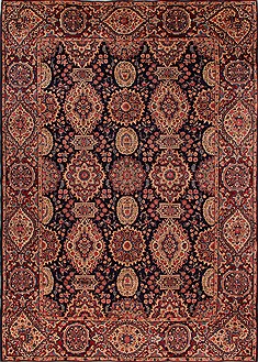 Persian Yazd Blue Rectangle 8x11 ft Wool Carpet 16591