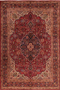 Persian Tabriz Red Rectangle 8x11 ft Wool Carpet 16592