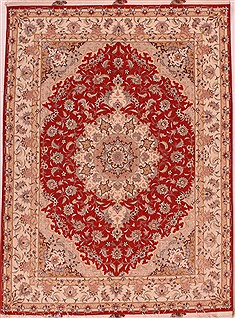 Persian Tabriz Brown Rectangle 5x7 ft Wool Carpet 16597