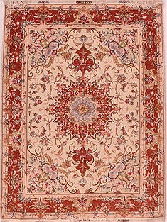 Persian Tabriz Beige Rectangle 5x7 ft Wool Carpet 16600