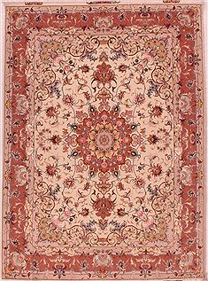 Persian Tabriz White Rectangle 5x7 ft Wool Carpet 16603