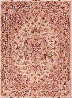 Persian Tabriz White Rectangle 5x7 ft Wool Carpet 16605
