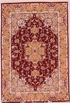 Persian Tabriz Brown Rectangle 3x5 ft Wool Carpet 16631