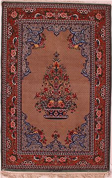 Persian Isfahan Grey Rectangle 4x6 ft Wool Carpet 16634