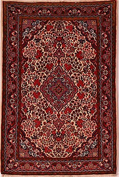 Persian Jozan White Rectangle 3x5 ft Wool Carpet 16637