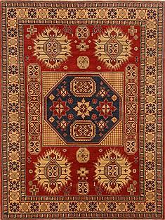 Pakistani Kazak Red Rectangle 7x10 ft Wool Carpet 16655