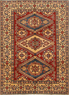 Pakistani Kazak Red Rectangle 7x10 ft Wool Carpet 16657